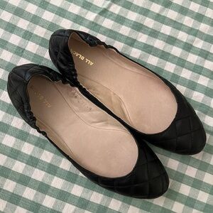 ALL BLACK Footwear Womens Quilted Ballet Flats Leather Made in Italy Size 37.5